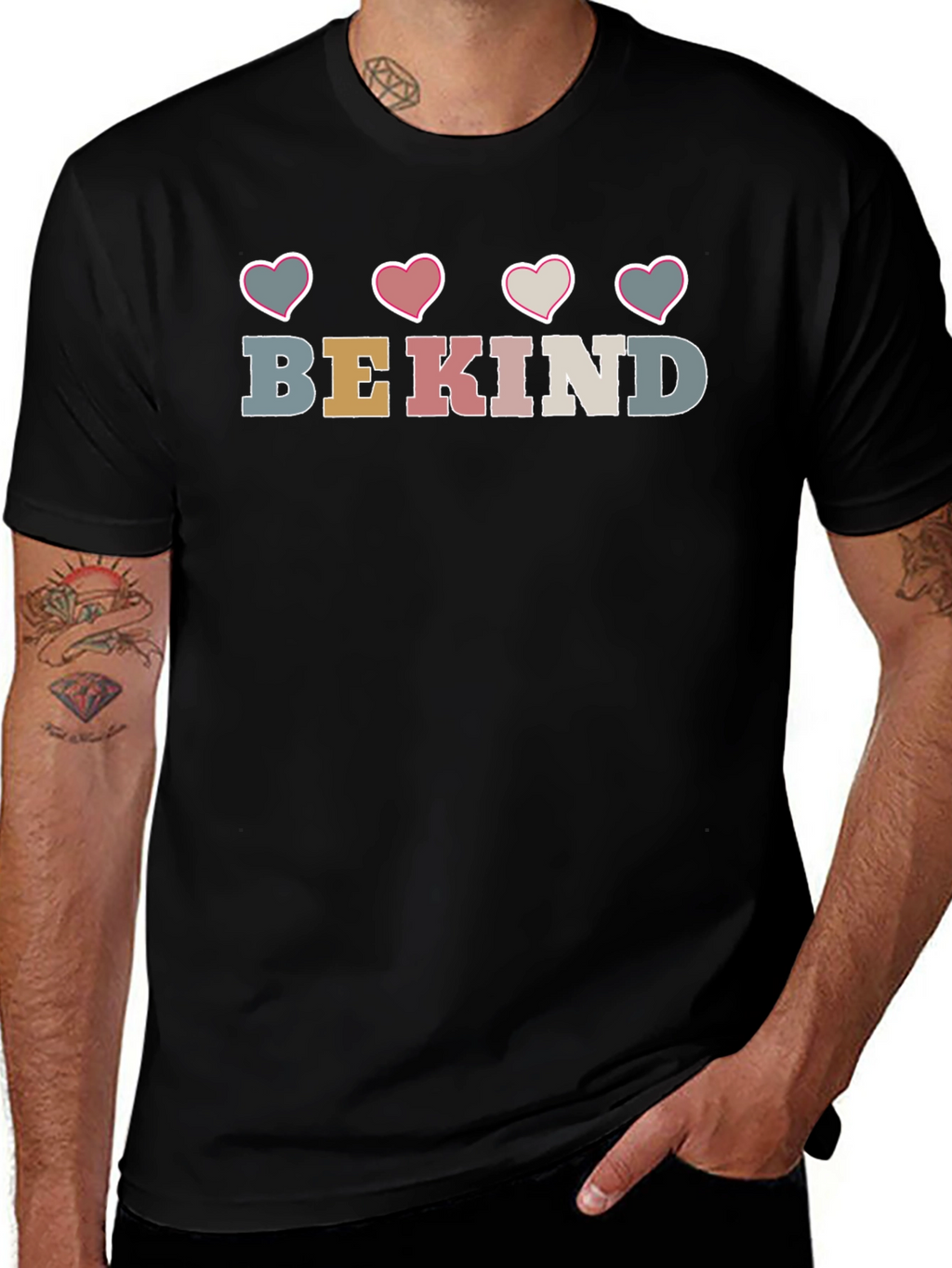 Be Kind Heart Graphic Crew Neck Tee