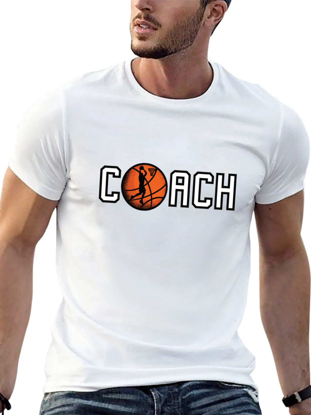 Basketball Coach Graphic Tee - Black Cotton T-Shirt