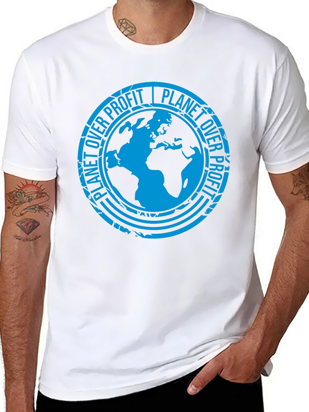 Planet Over Profit Black Graphic T-Shirt