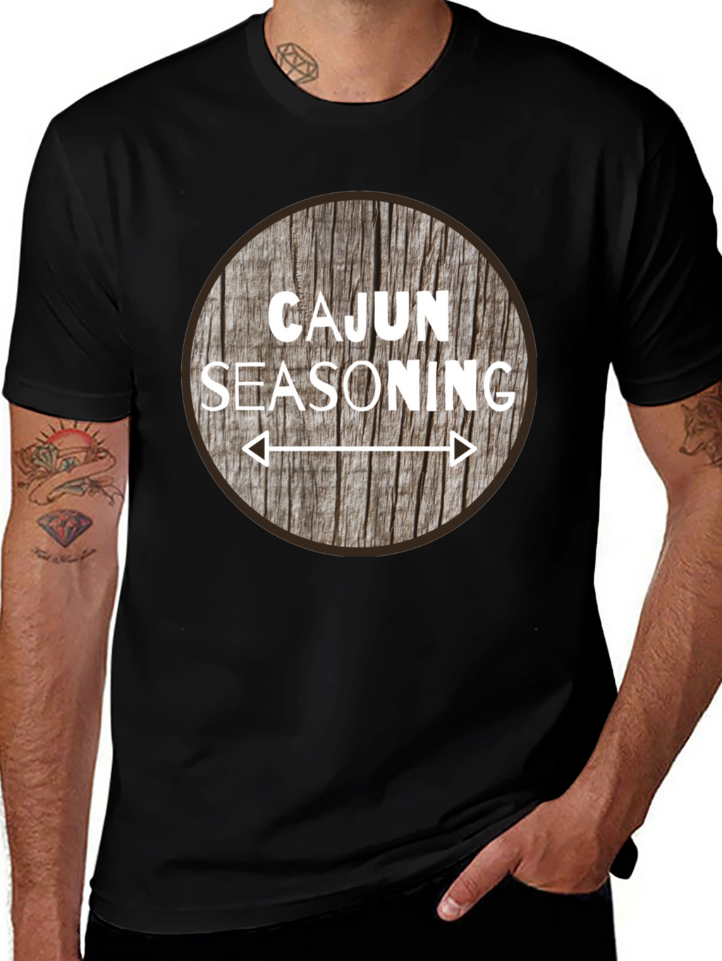Cajun Seasoning Graphic T-Shirt - Round Wood Design