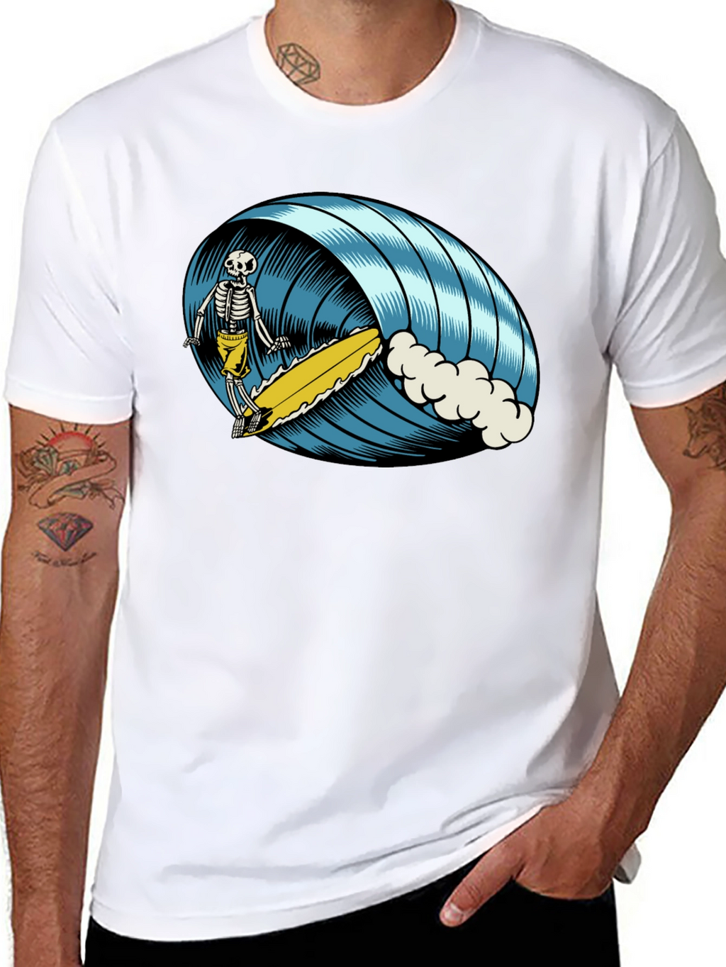 Skeleton Surfer T-Shirt - Ride the Wave of Style!