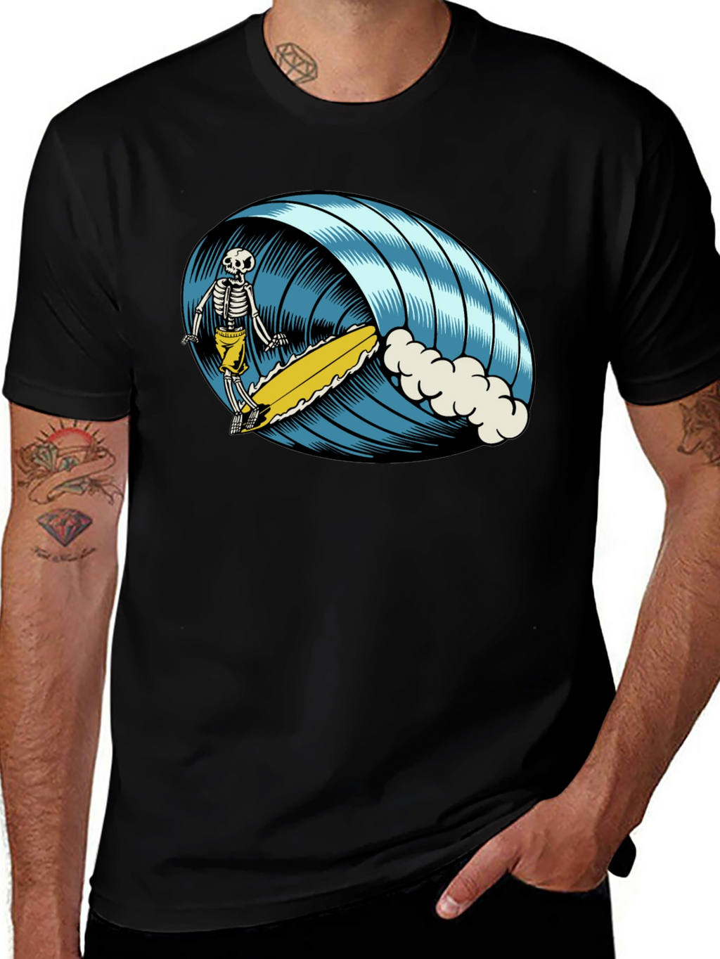 Skeleton Surfer T-Shirt - Ride the Wave of Style!