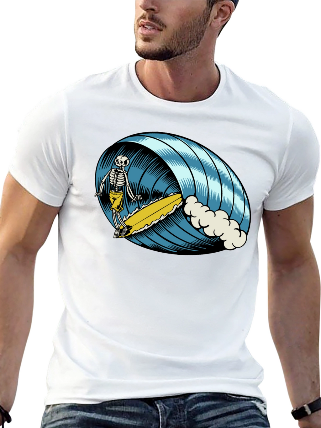 Skeleton Surfer T-Shirt - Ride the Wave of Style!