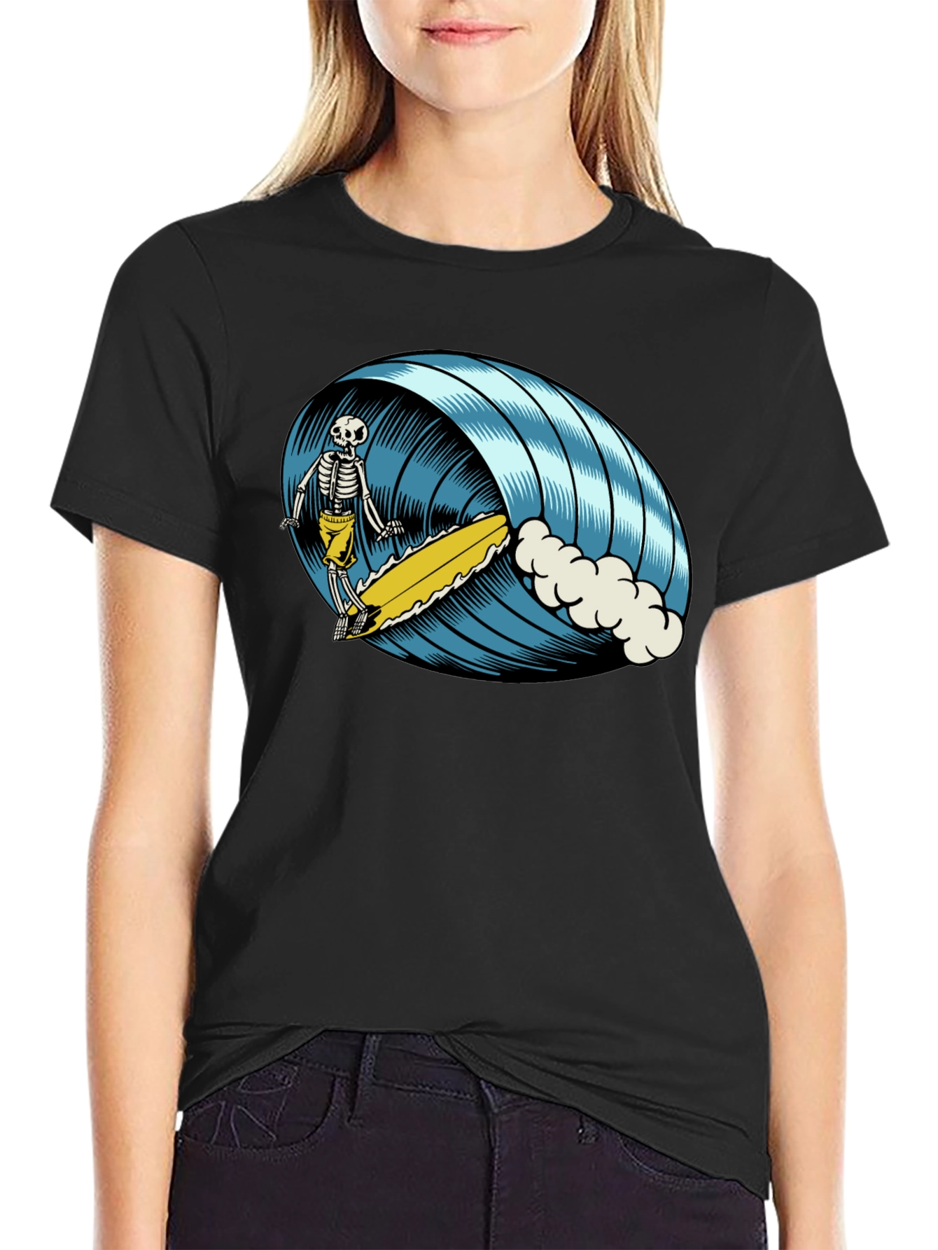 Skeleton Surfer T-Shirt - Ride the Wave of Style!