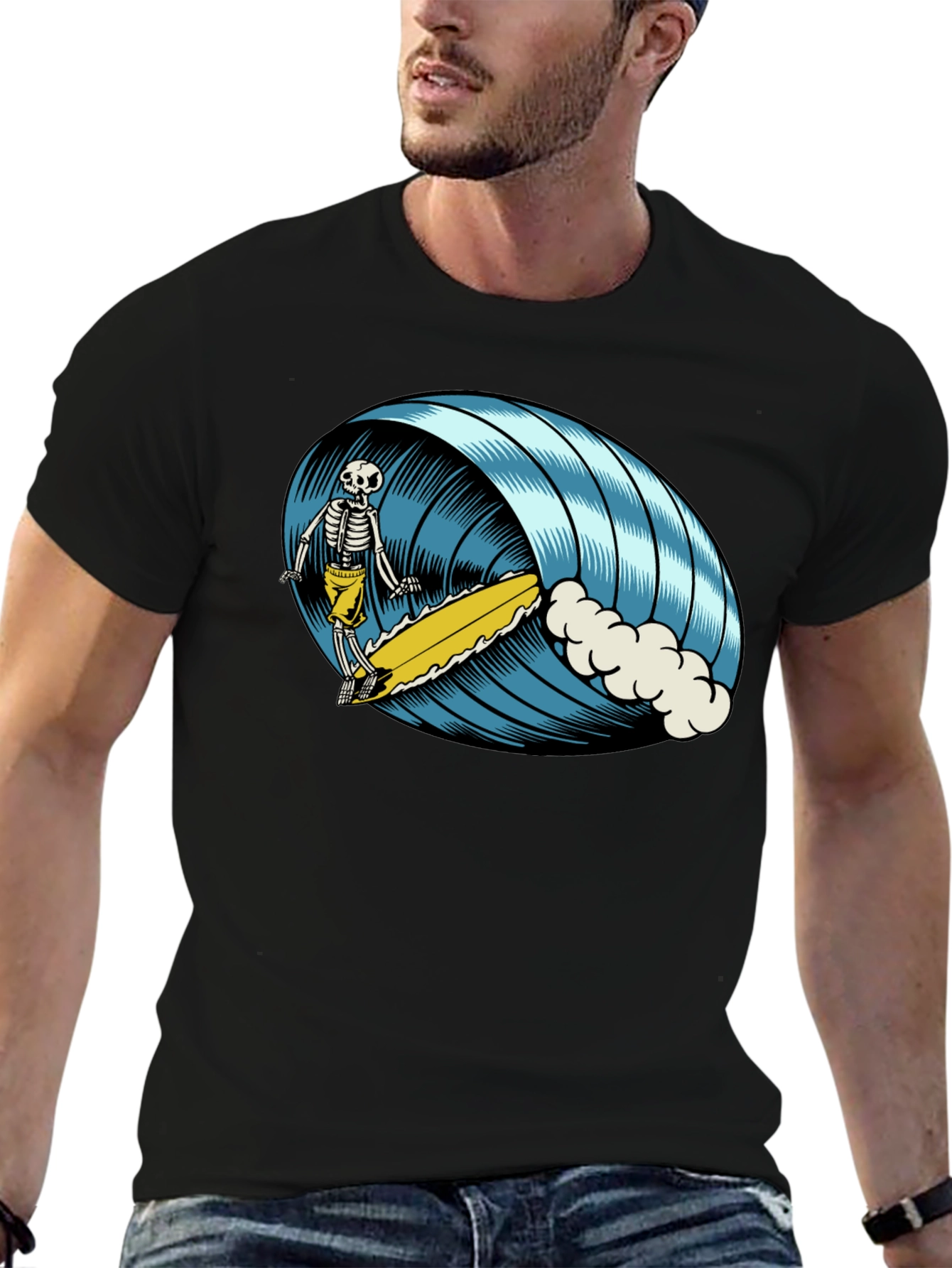 Skeleton Surfer T-Shirt - Ride the Wave of Style!