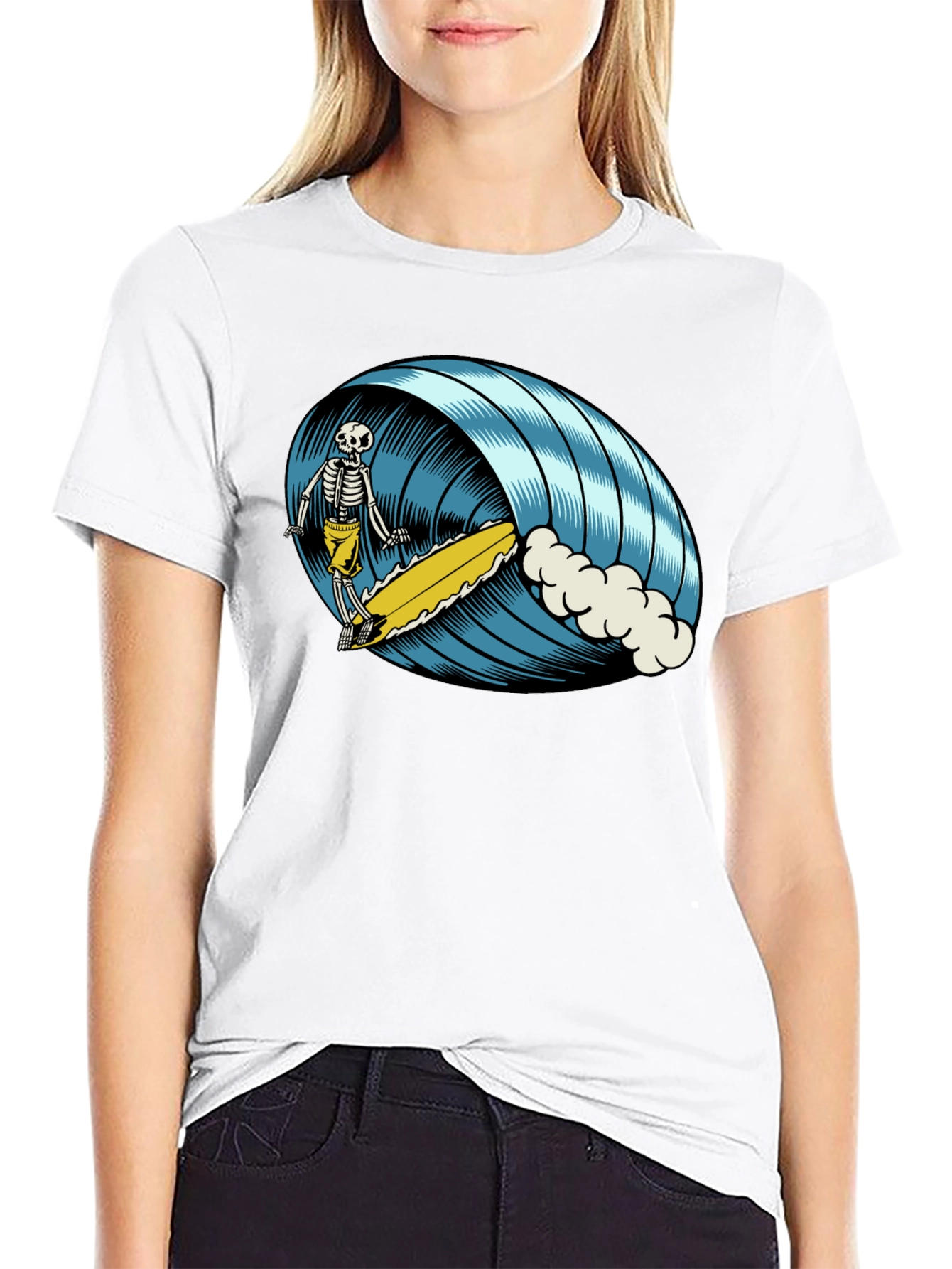 Skeleton Surfer T-Shirt - Ride the Wave of Style!