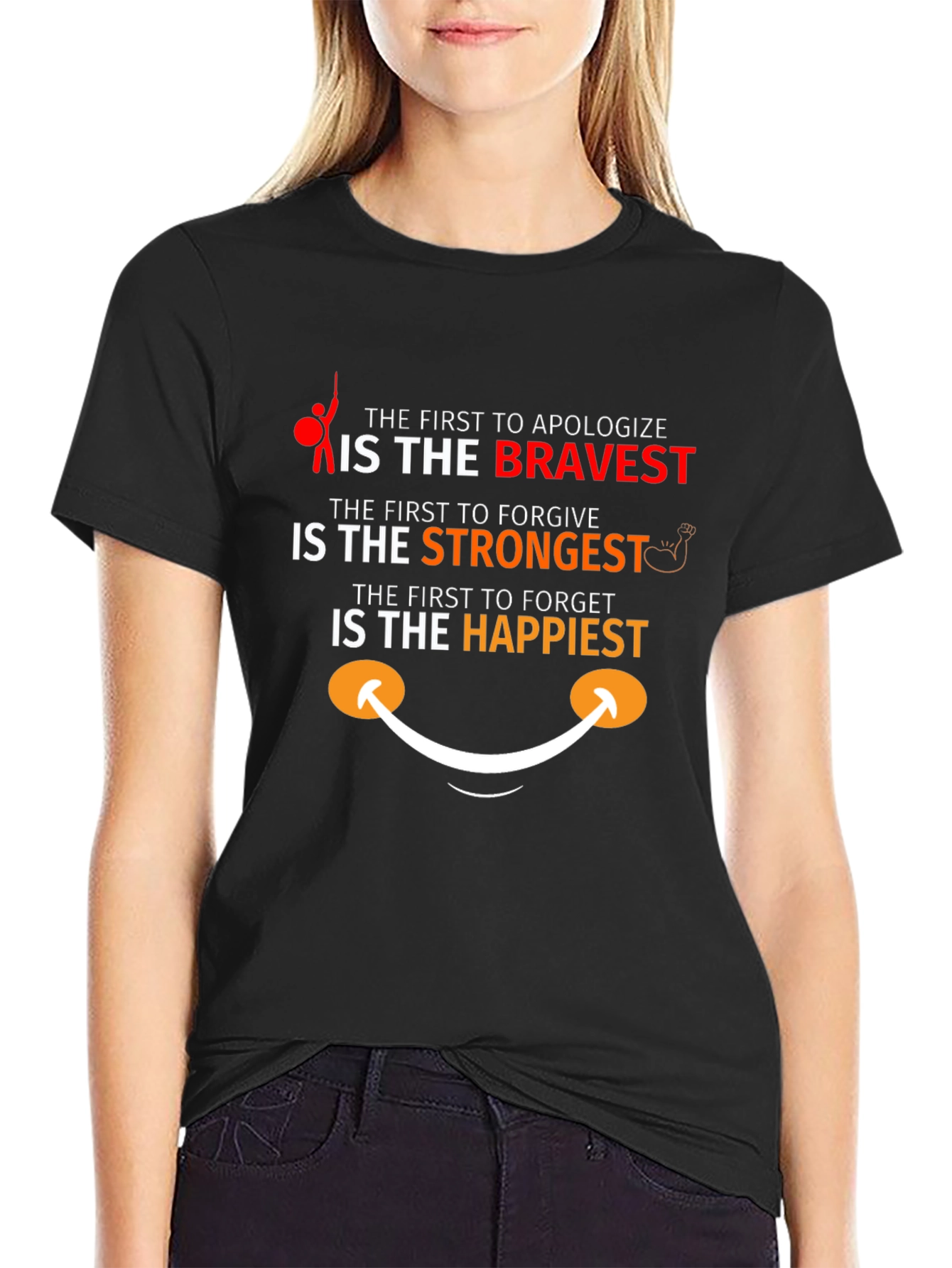 Motivational T-Shirt - Bravery Strength and Happiness