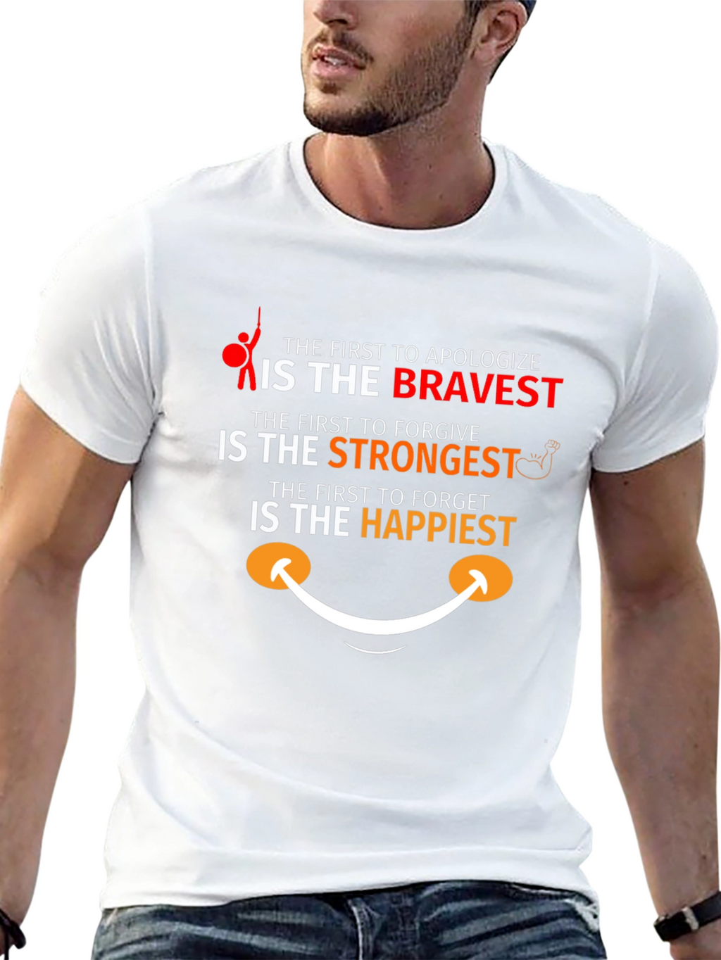 Motivational T-Shirt - Bravery Strength and Happiness