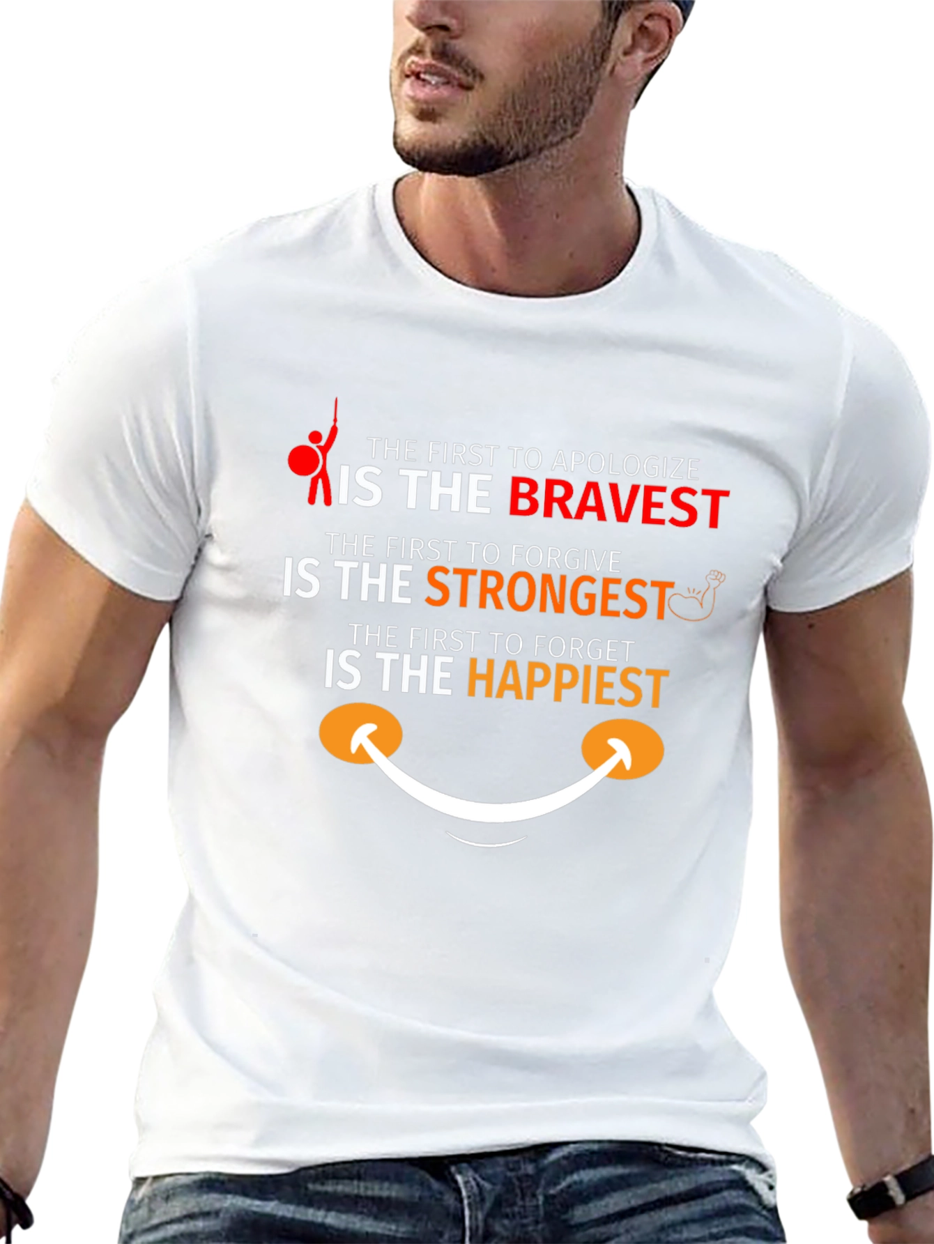 Motivational T-Shirt - Bravery Strength and Happiness