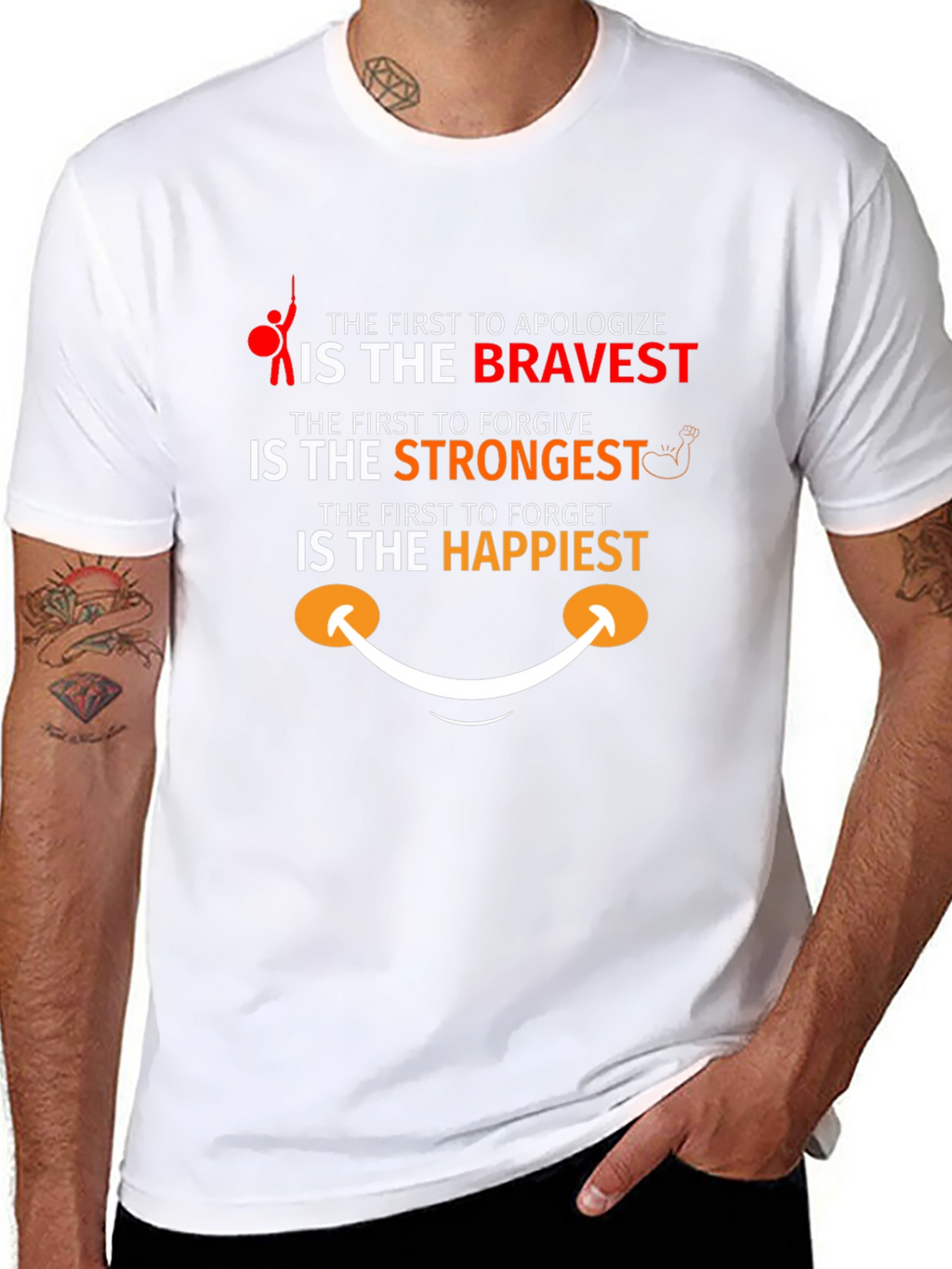 Motivational T-Shirt - Bravery Strength and Happiness