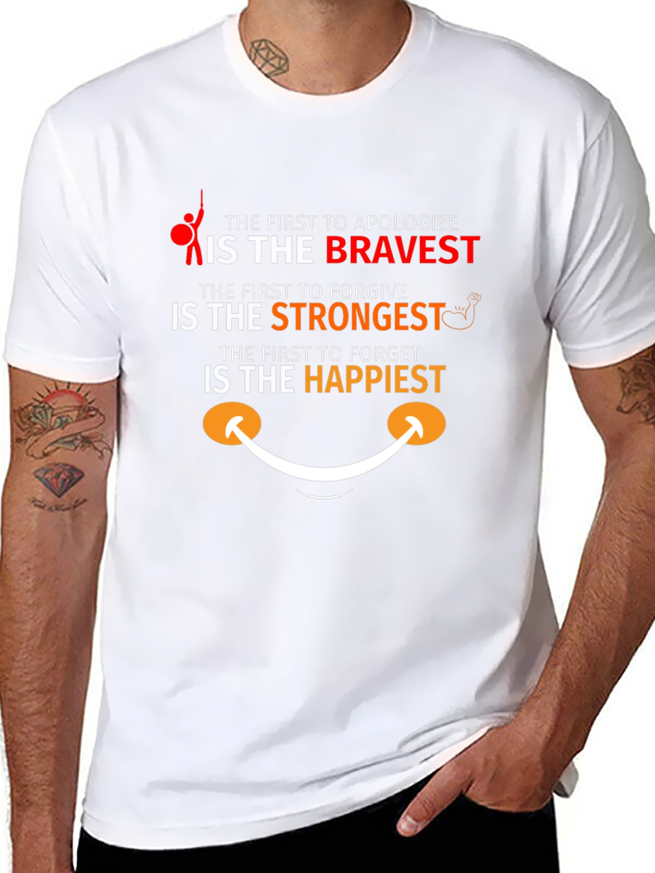 Motivational T-Shirt - Bravery Strength and Happiness