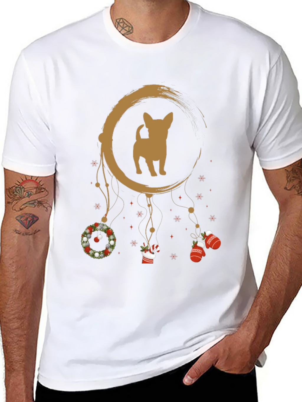 Christmas Chihuahua Dreamcatcher T-Shirt – Festive Dog Lover Tee