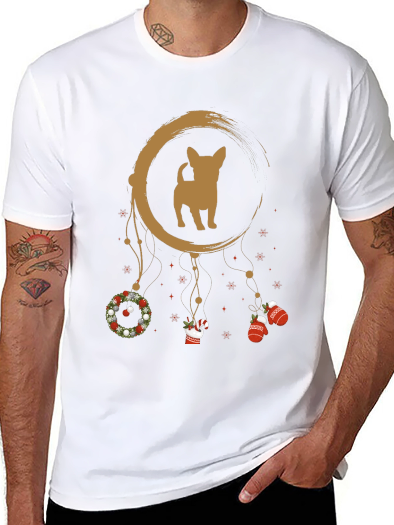 Christmas Chihuahua Dreamcatcher T-Shirt – Festive Dog Lover Tee