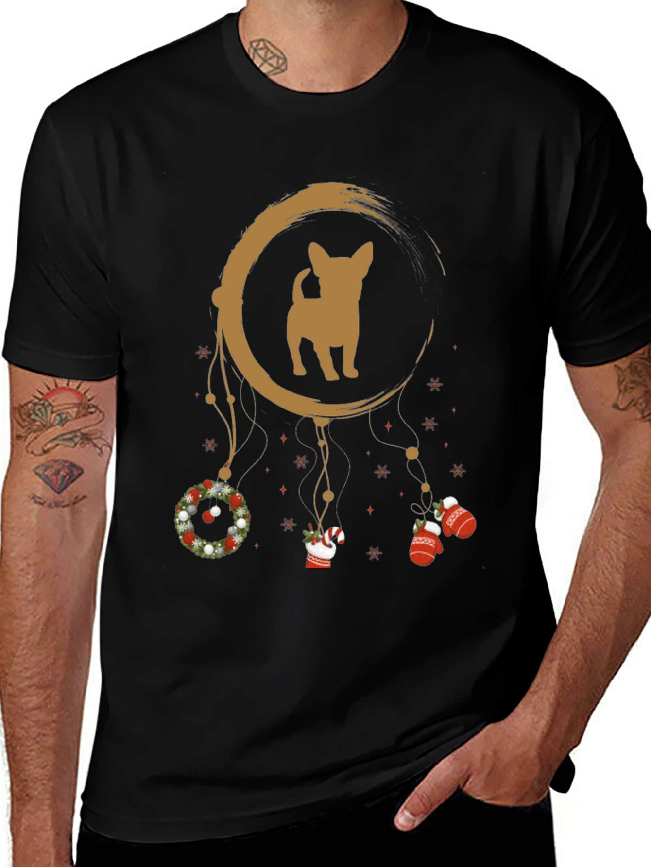 Christmas Chihuahua Dreamcatcher T-Shirt – Festive Dog Lover Tee