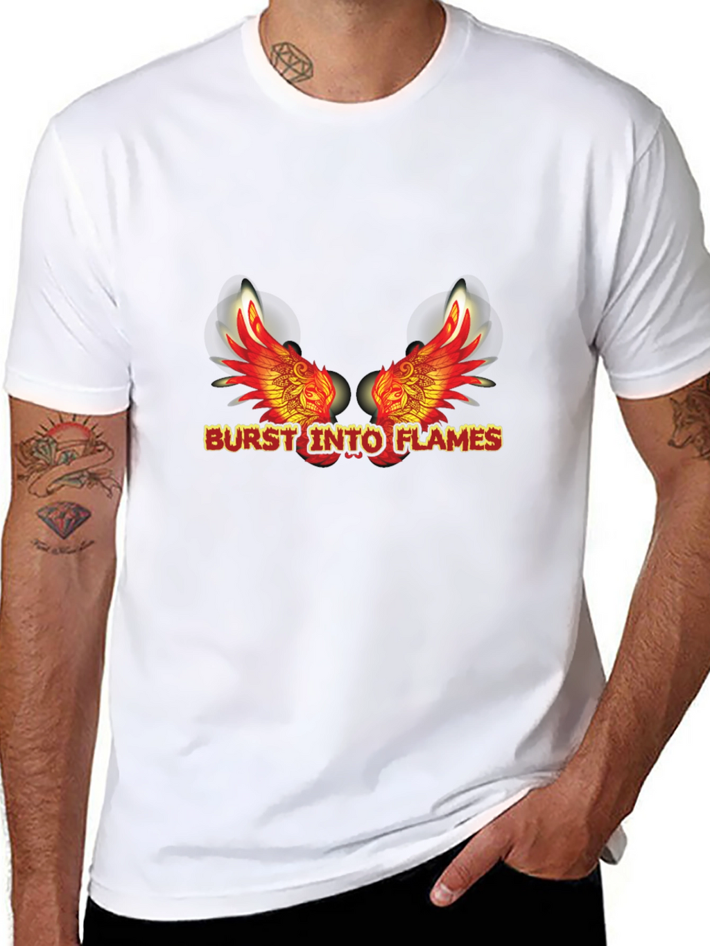 Burst Into Flames Graphic Tee - Mens Black T-Shirt