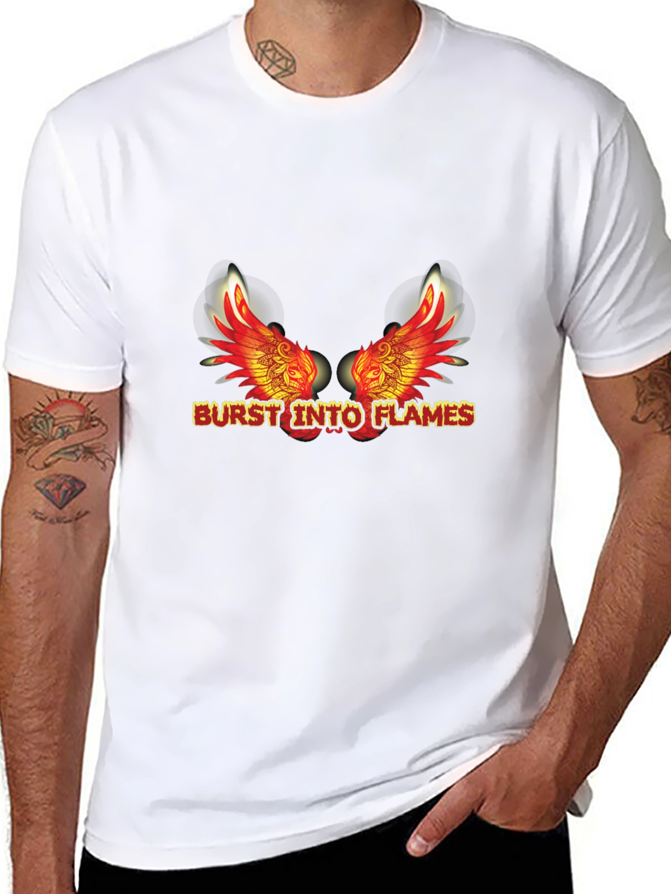 Burst Into Flames Graphic Tee - Mens Black T-Shirt
