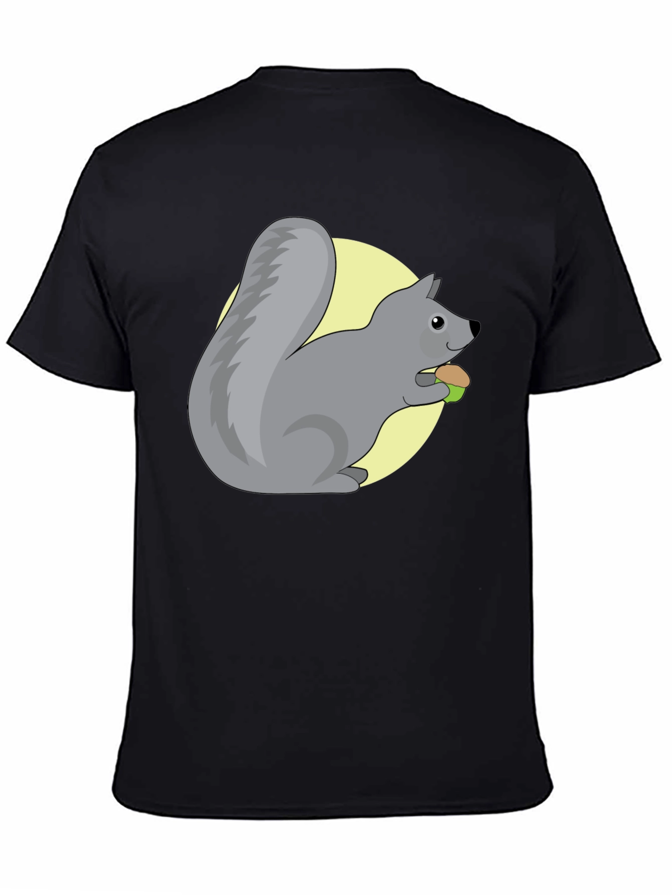 Cute Squirrel Eating Nut Graphic Tee - Black