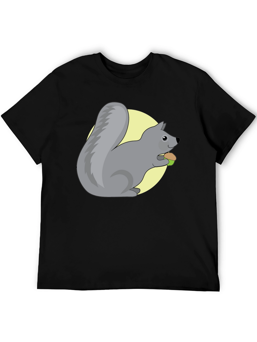 Cute Squirrel Eating Nut Graphic Tee - Black