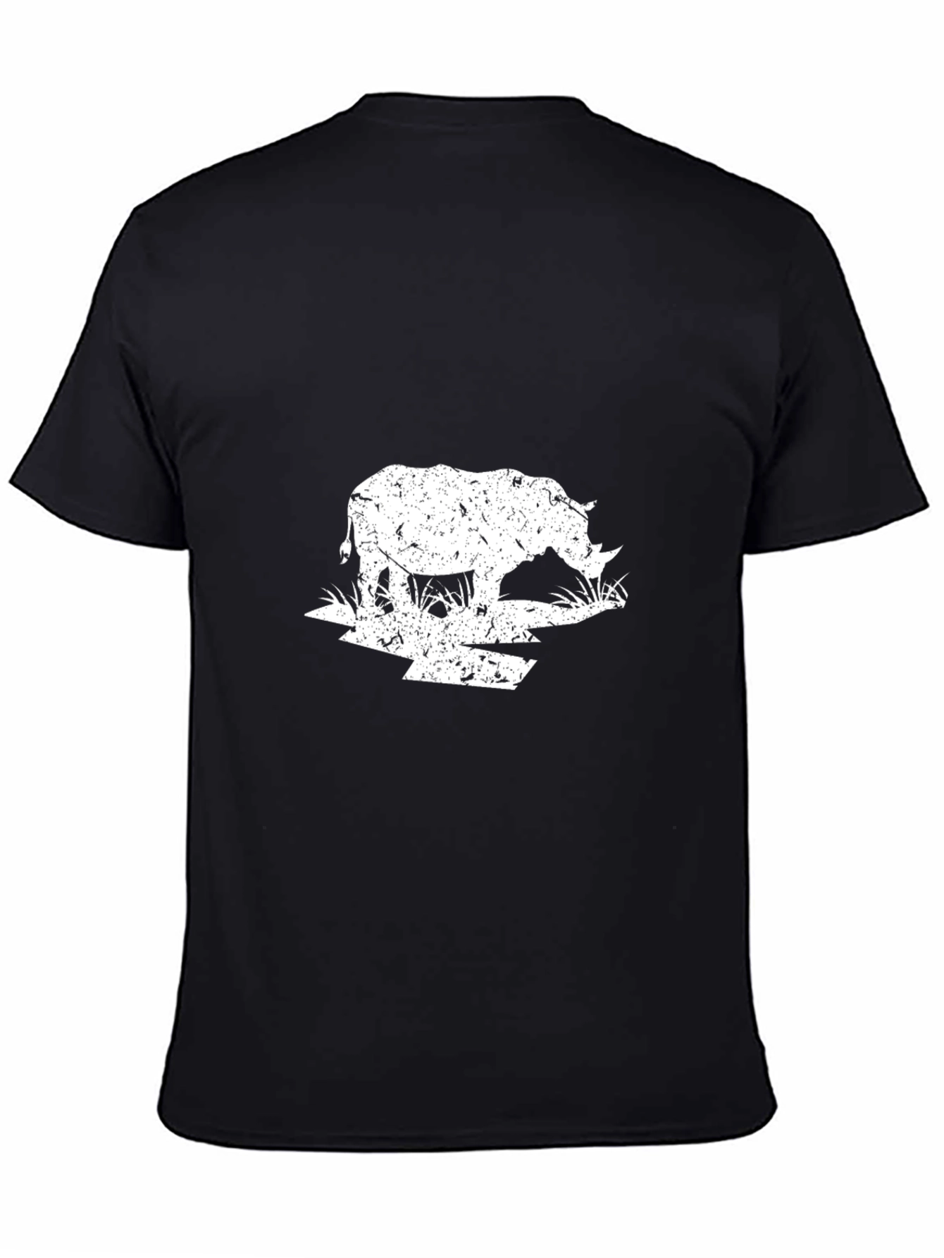 Rhino Graphic Tee - Distressed Print Black T-Shirt