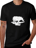Rhino Graphic Tee - Distressed Print Black T-Shirt