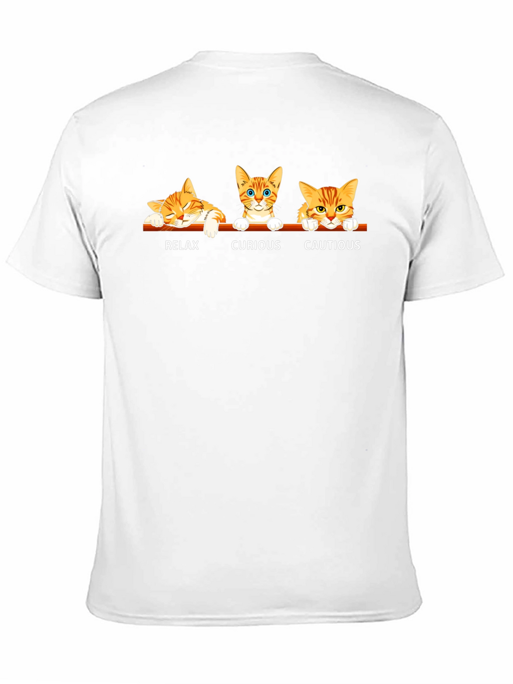 Cat Moods Black T-Shirt: Relax Curious Cautious