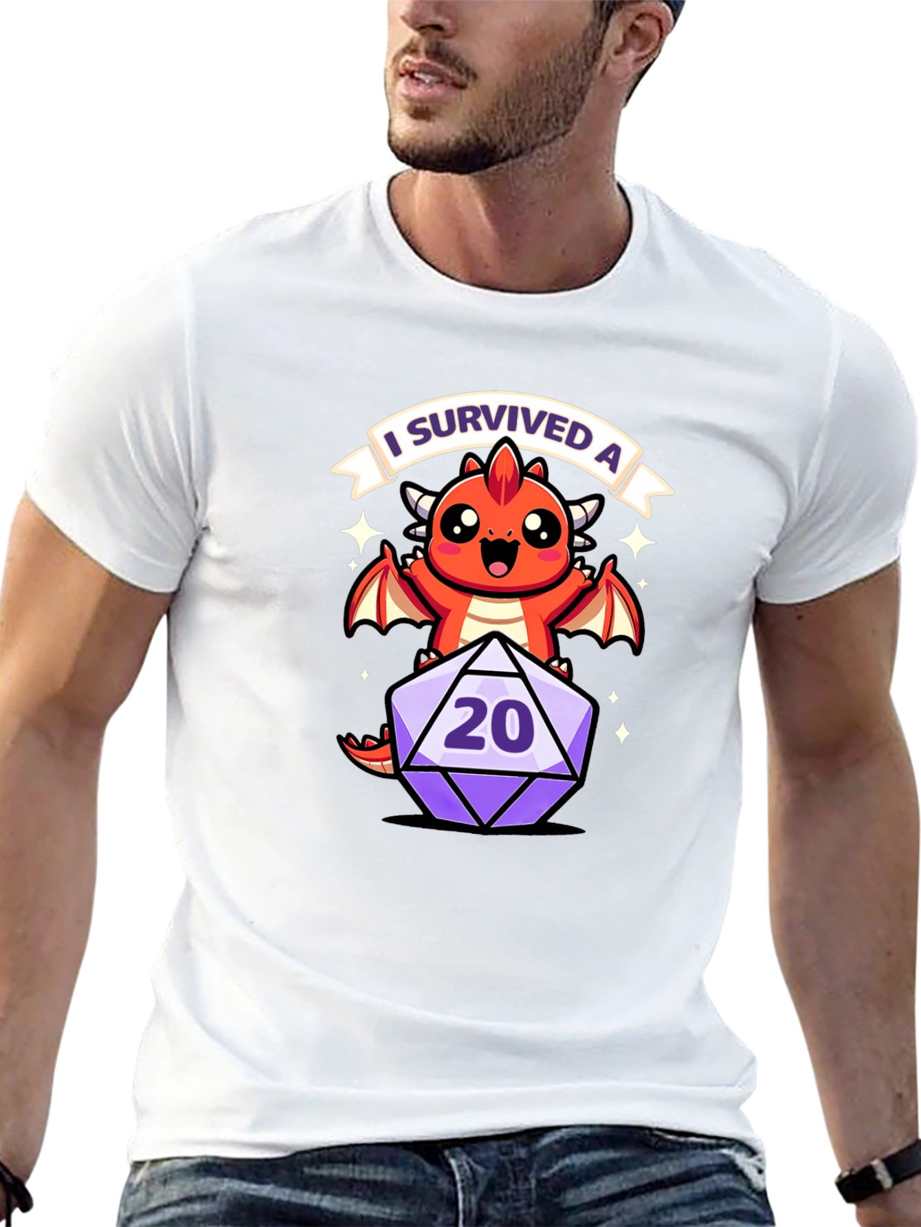 D&D Dragon 20-Sided Die I Survived A T-Shirt