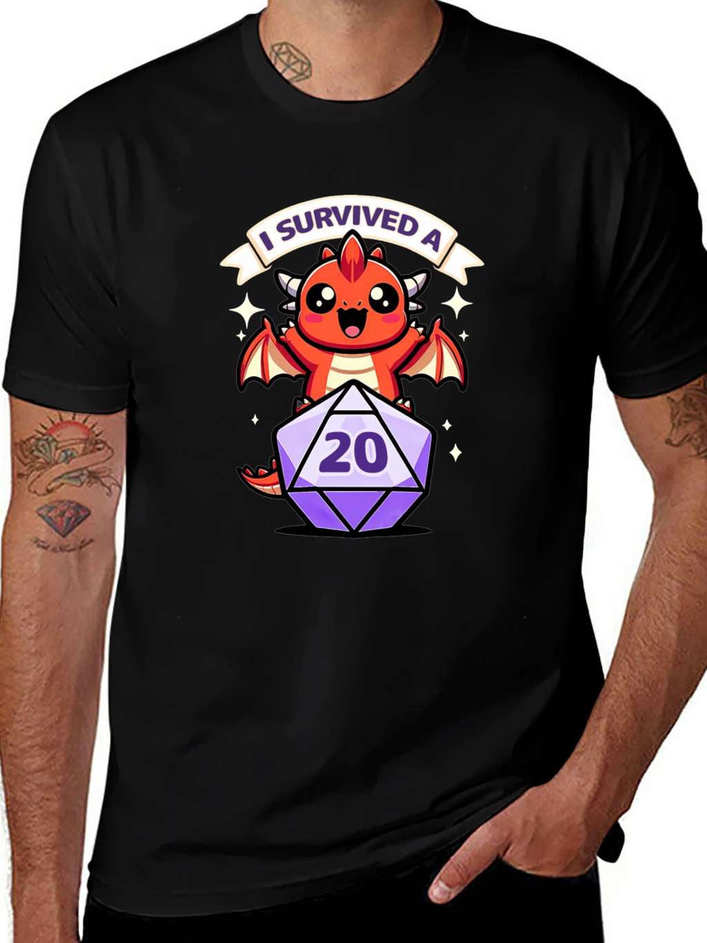 D&D Dragon 20-Sided Die I Survived A T-Shirt