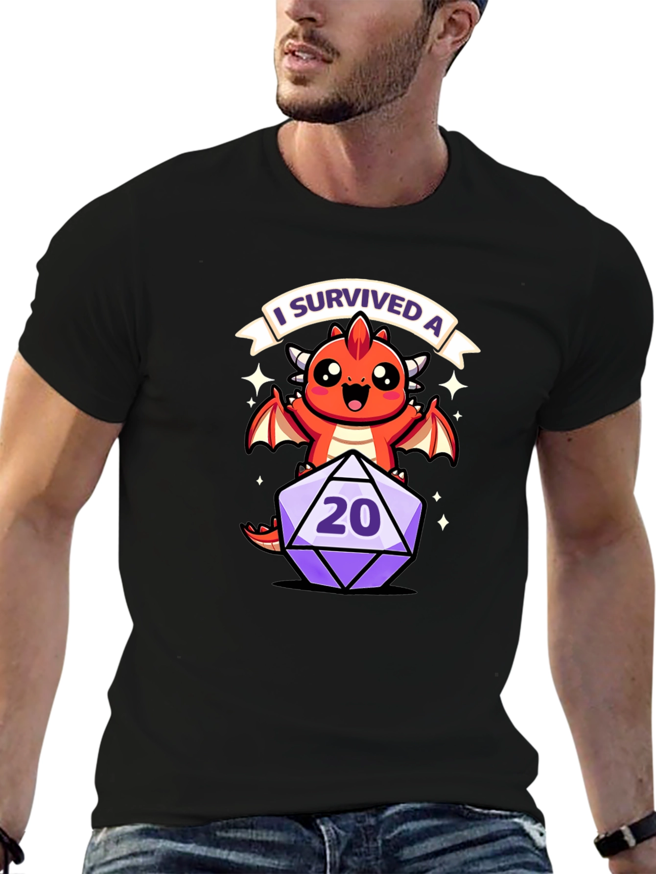 D&D Dragon 20-Sided Die I Survived A T-Shirt