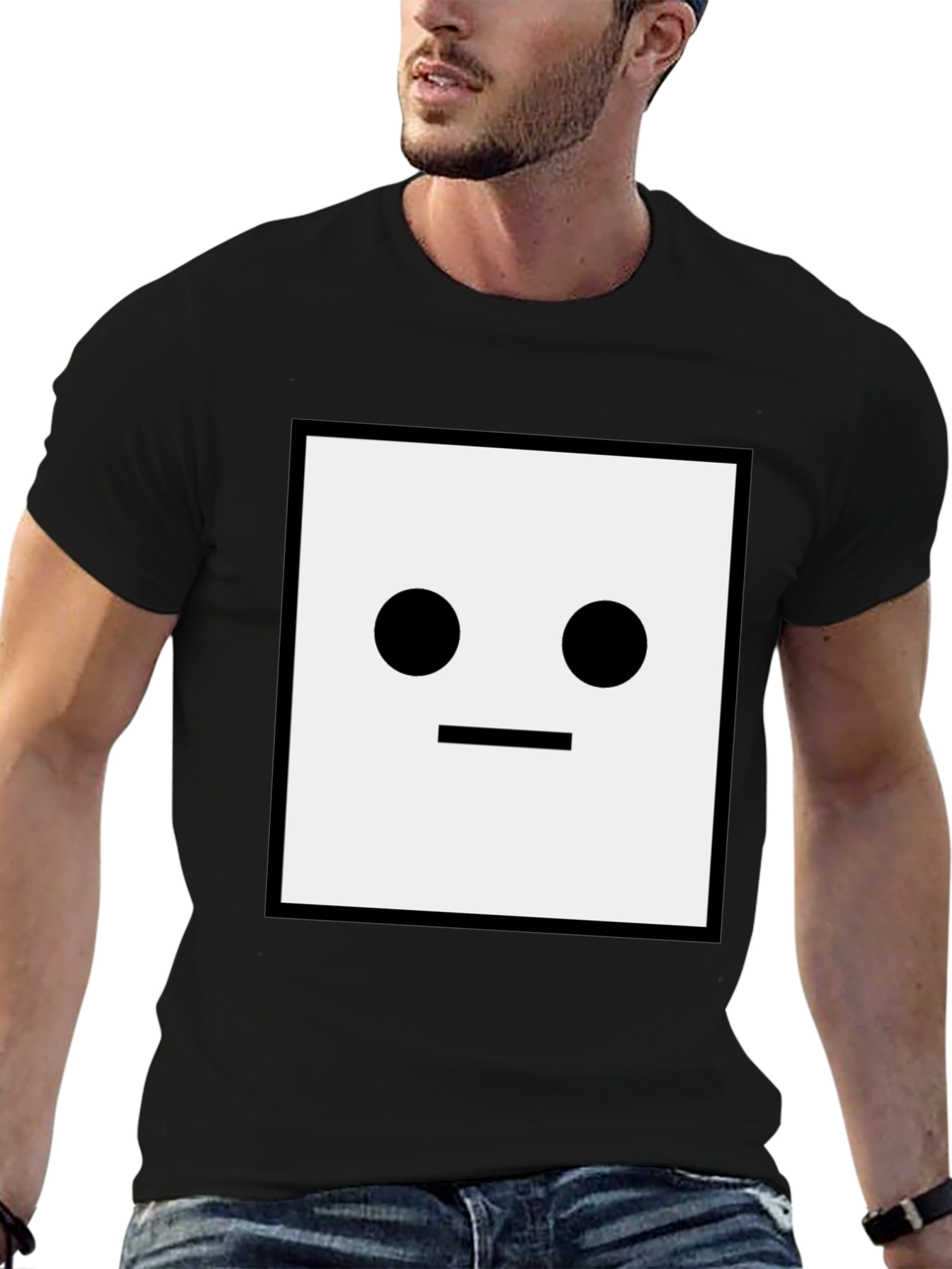 Minimalist Square Face Black T-Shirt