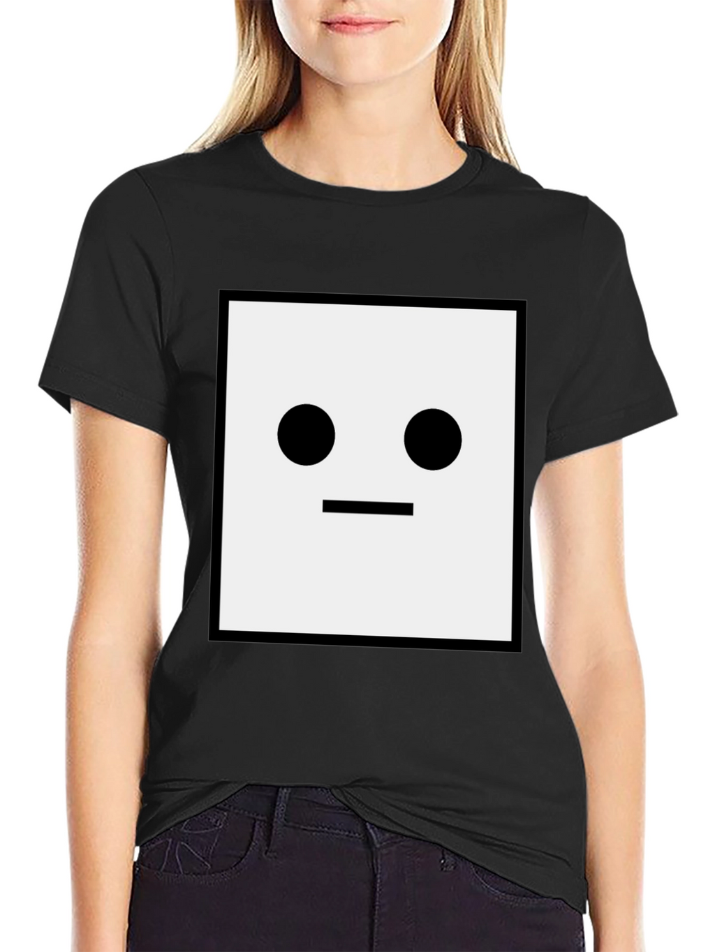 Minimalist Square Face Black T-Shirt