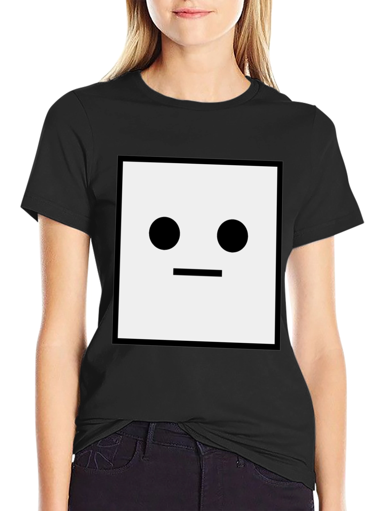 Minimalist Square Face Black T-Shirt