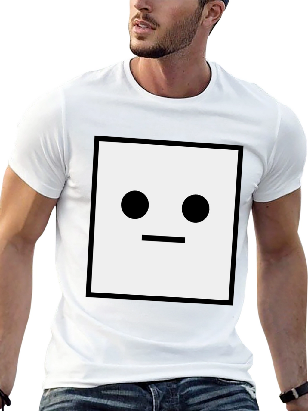 Minimalist Square Face Black T-Shirt