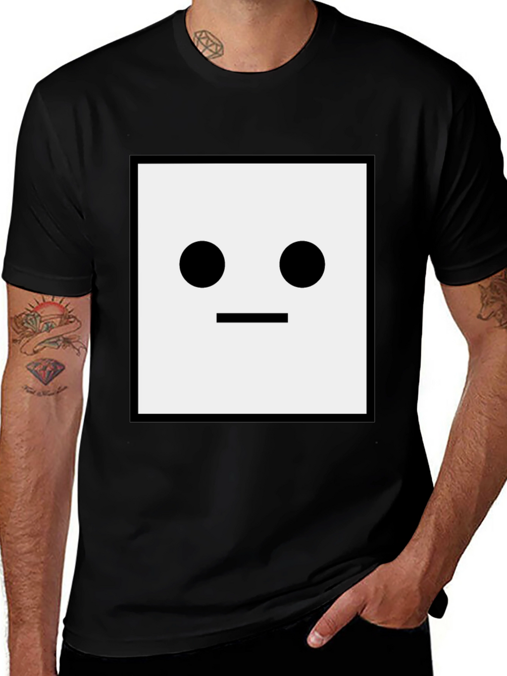Minimalist Square Face Black T-Shirt