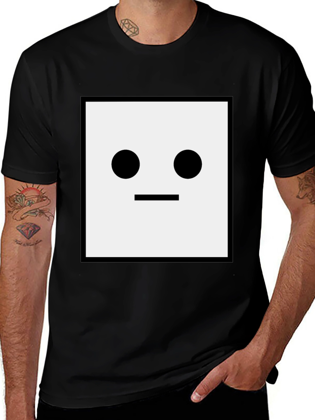 Minimalist Square Face Black T-Shirt