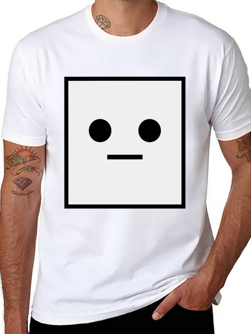 Minimalist Square Face Black T-Shirt