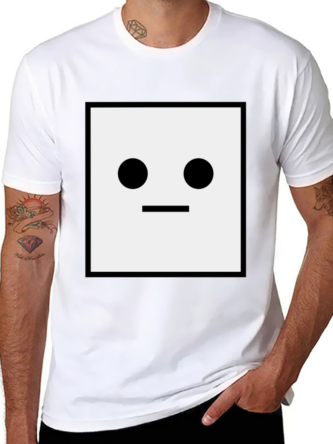 Minimalist Square Face Black T-Shirt
