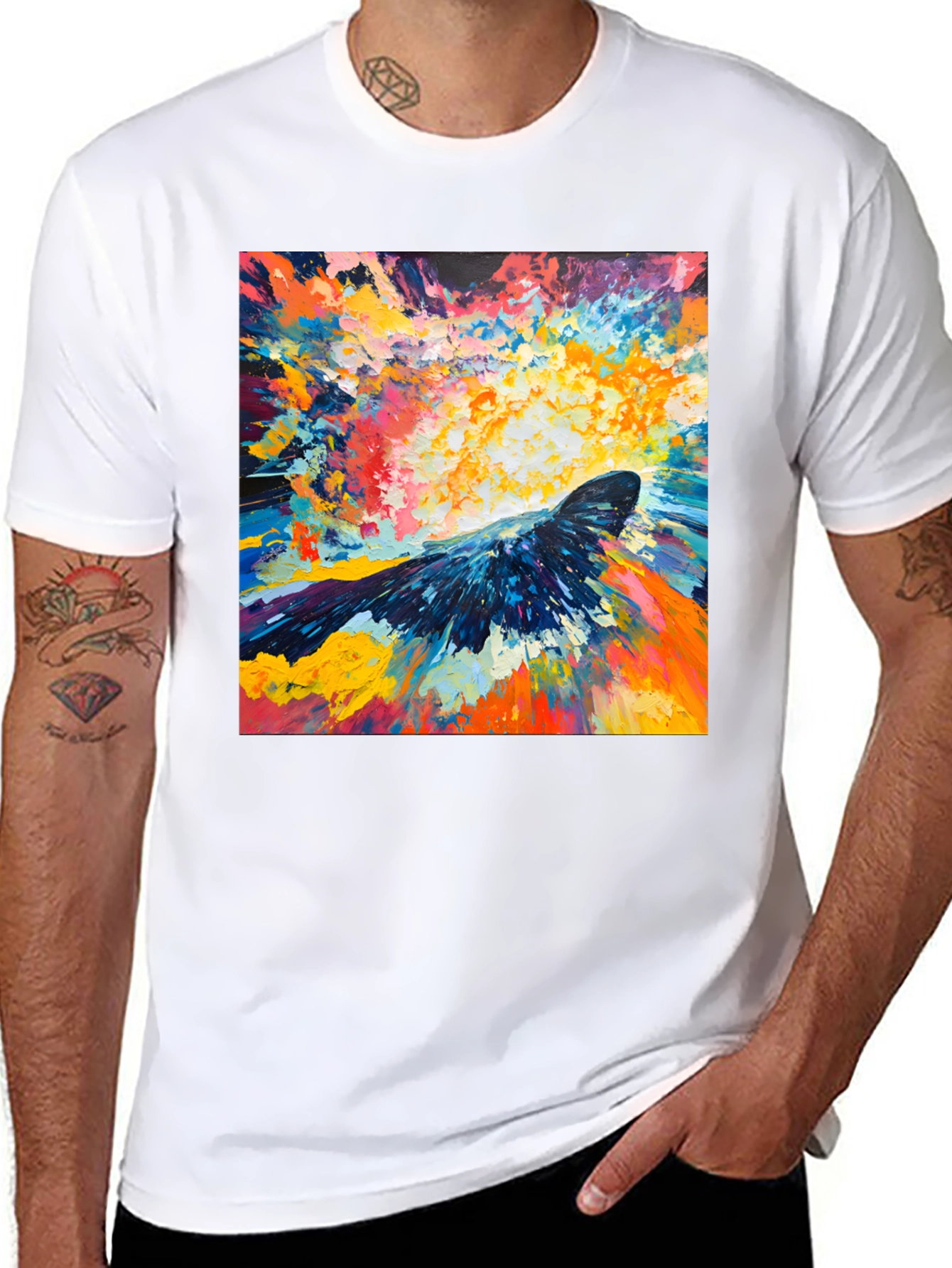 Abstract Crow Art Print Black T-Shirt