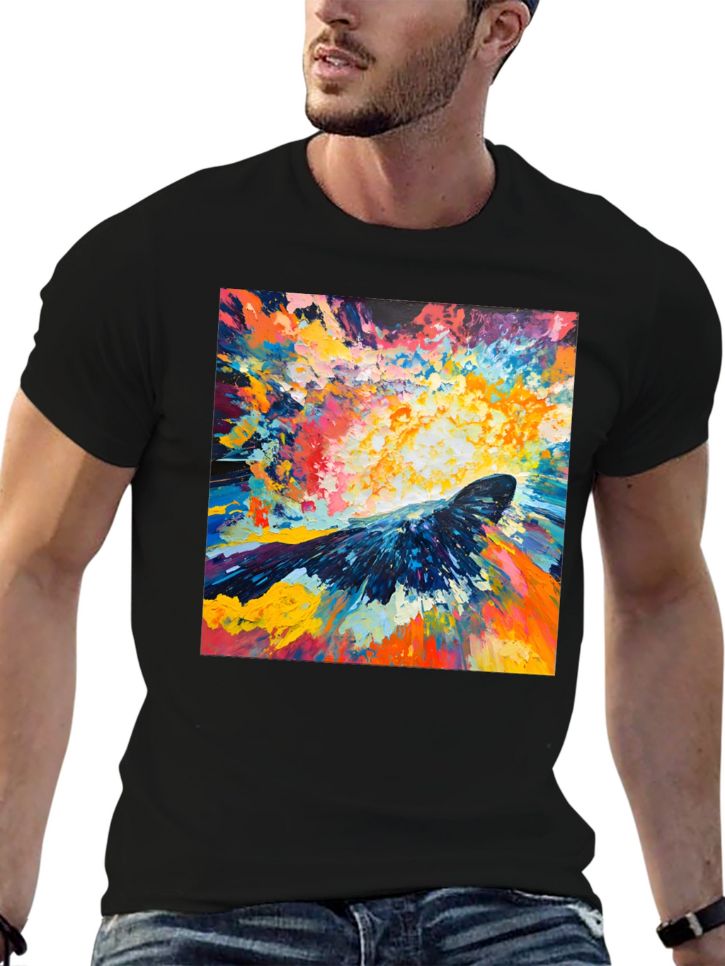 Abstract Crow Art Print Black T-Shirt