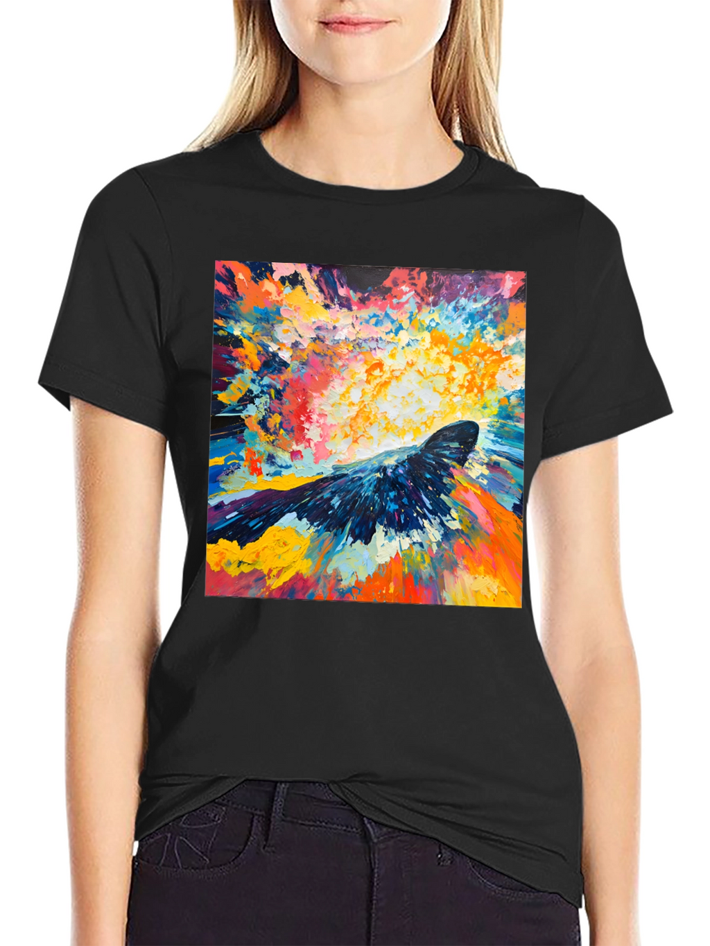 Abstract Crow Art Print Black T-Shirt