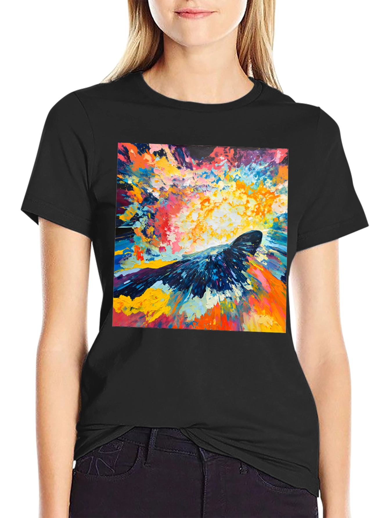 Abstract Crow Art Print Black T-Shirt