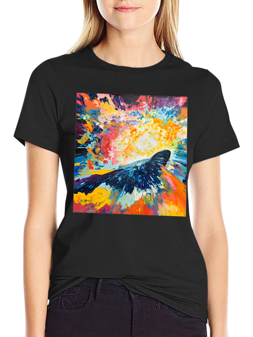 Abstract Crow Art Print Black T-Shirt
