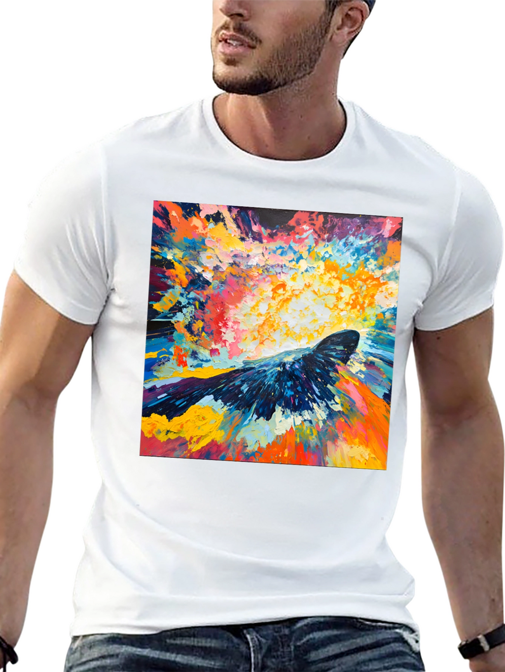 Abstract Crow Art Print Black T-Shirt
