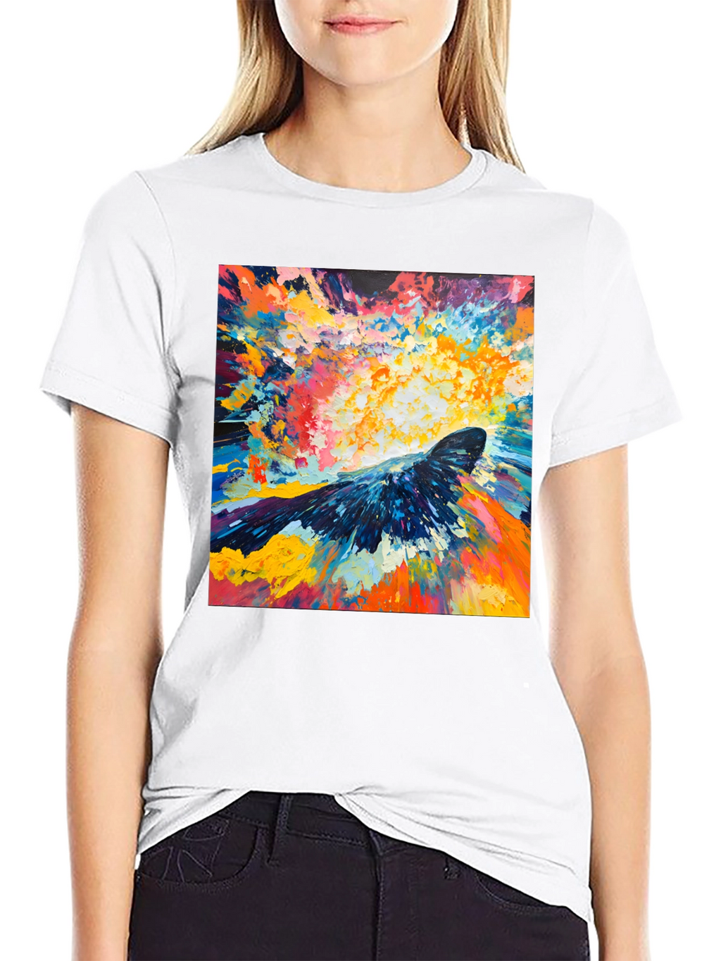 Abstract Crow Art Print Black T-Shirt