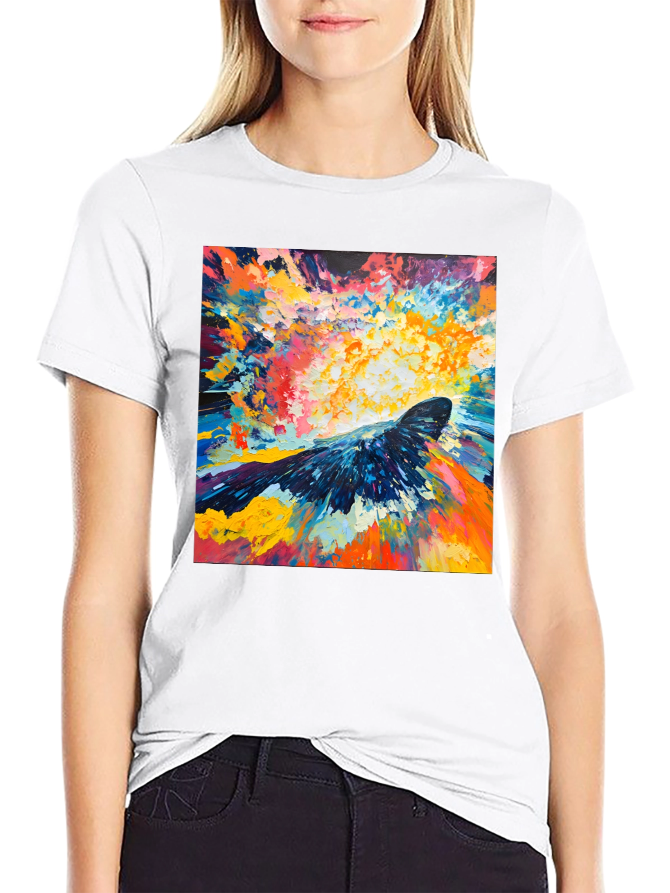 Abstract Crow Art Print Black T-Shirt