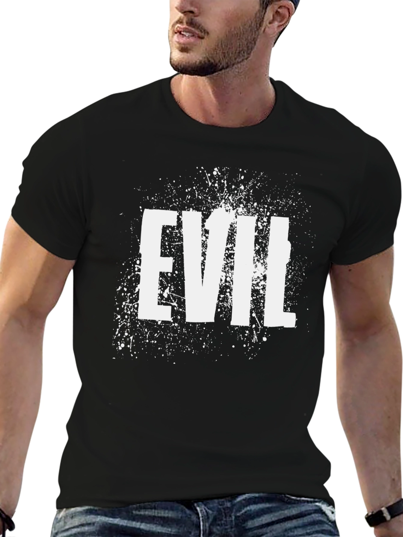 Evil Graphic Print Mens Black T-Shirt