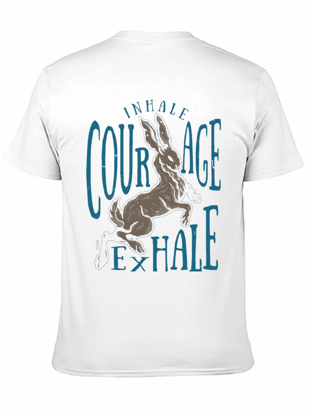 Inhale Courage T-Shirt Rabbit Graphic Tee Black Cotton Shirt