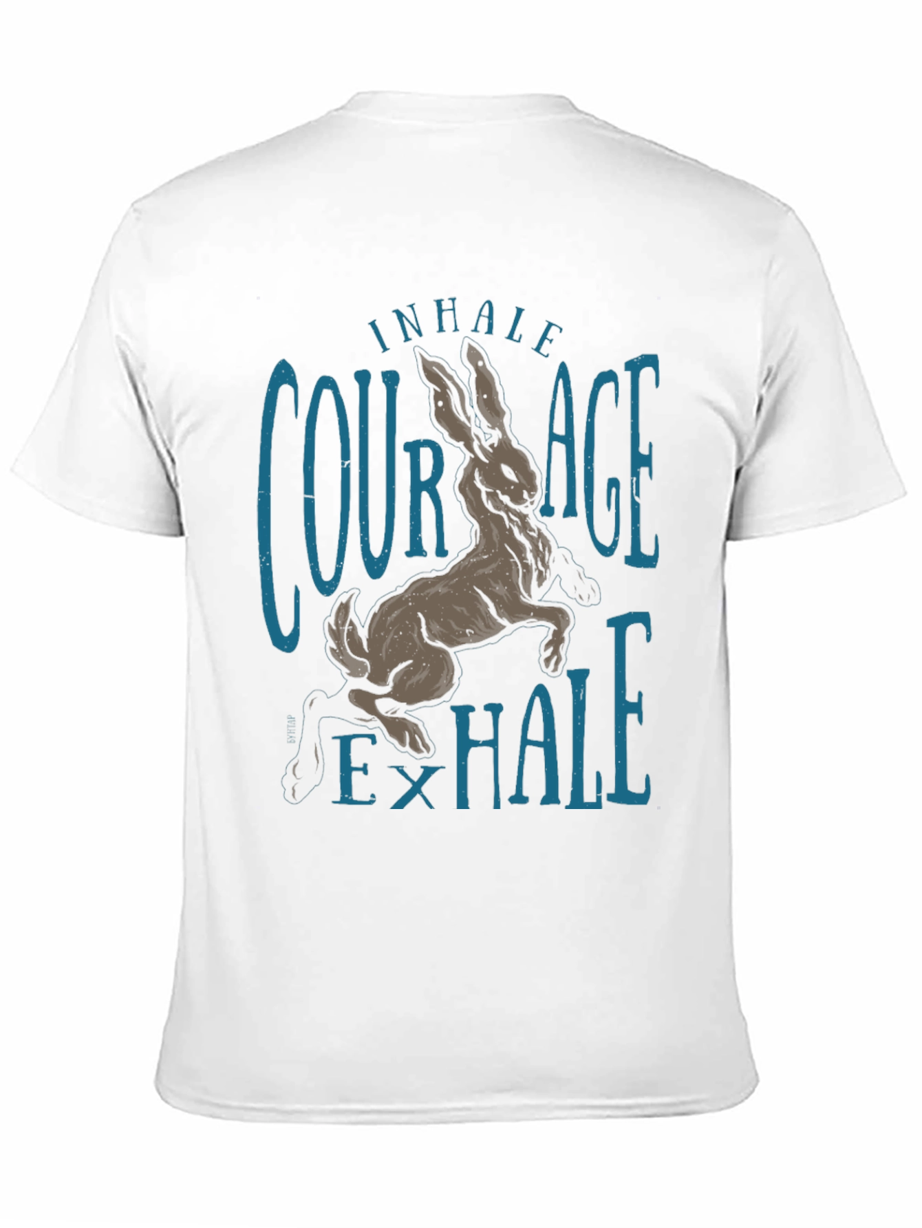 Inhale Courage T-Shirt Rabbit Graphic Tee Black Cotton Shirt