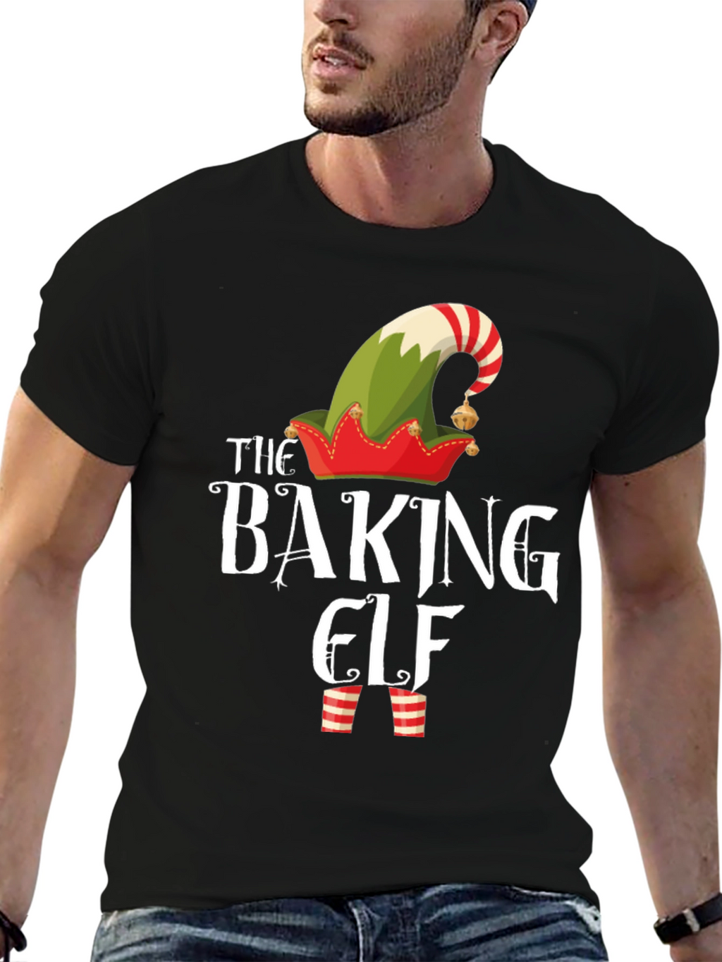 Baking Elf Graphic T-Shirt Christmas Holiday Tee