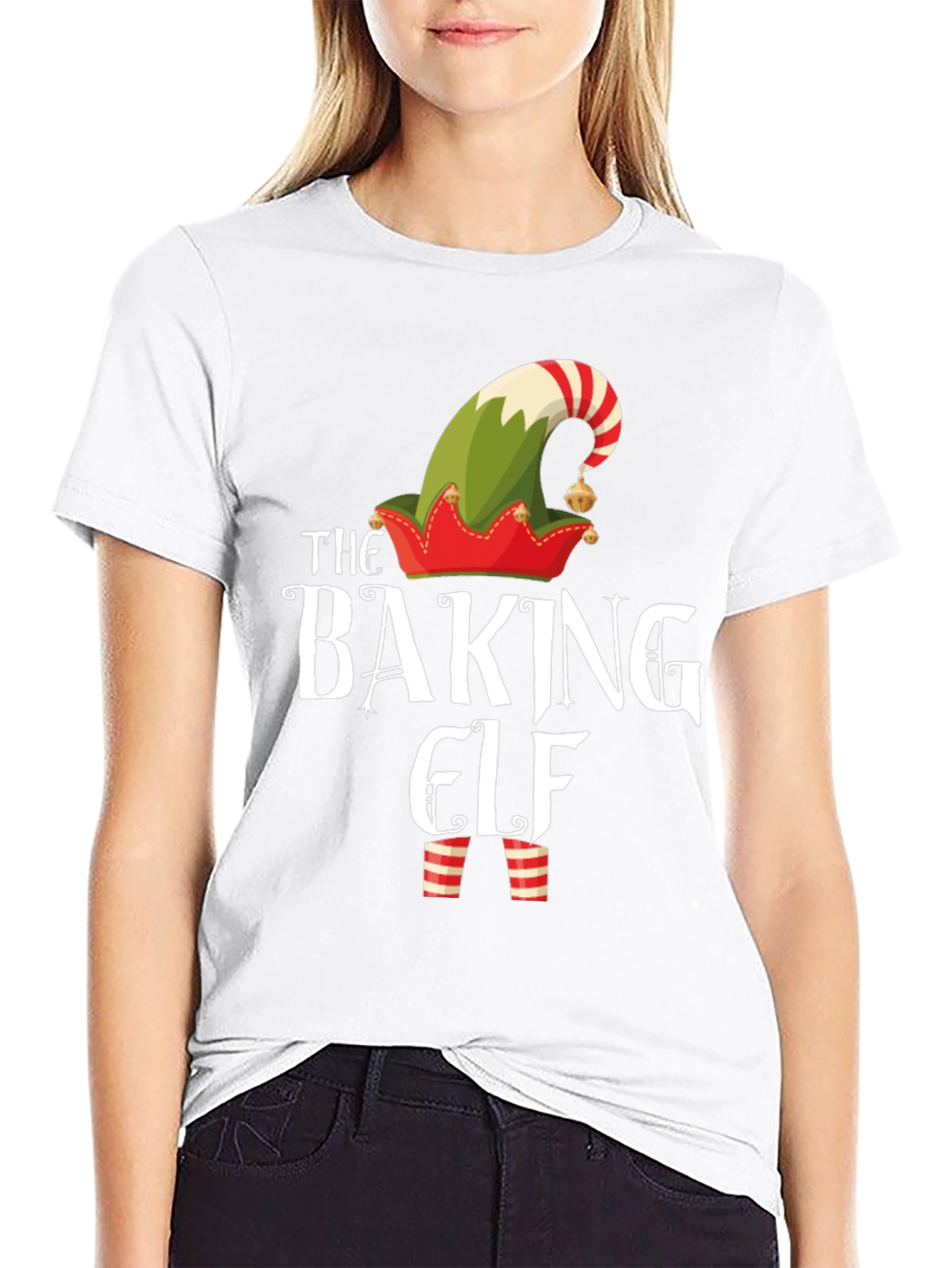 Baking Elf Graphic T-Shirt Christmas Holiday Tee