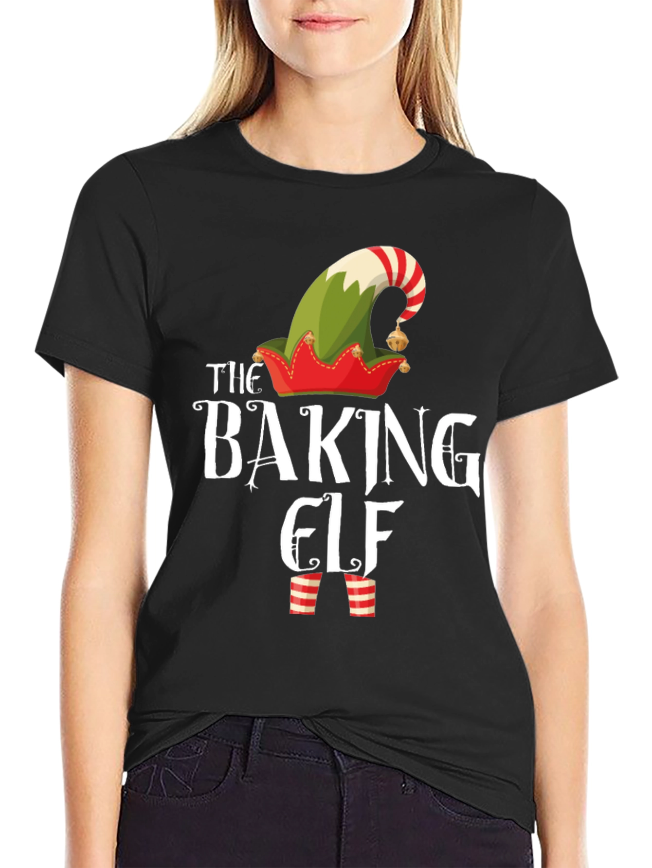 Baking Elf Graphic T-Shirt Christmas Holiday Tee